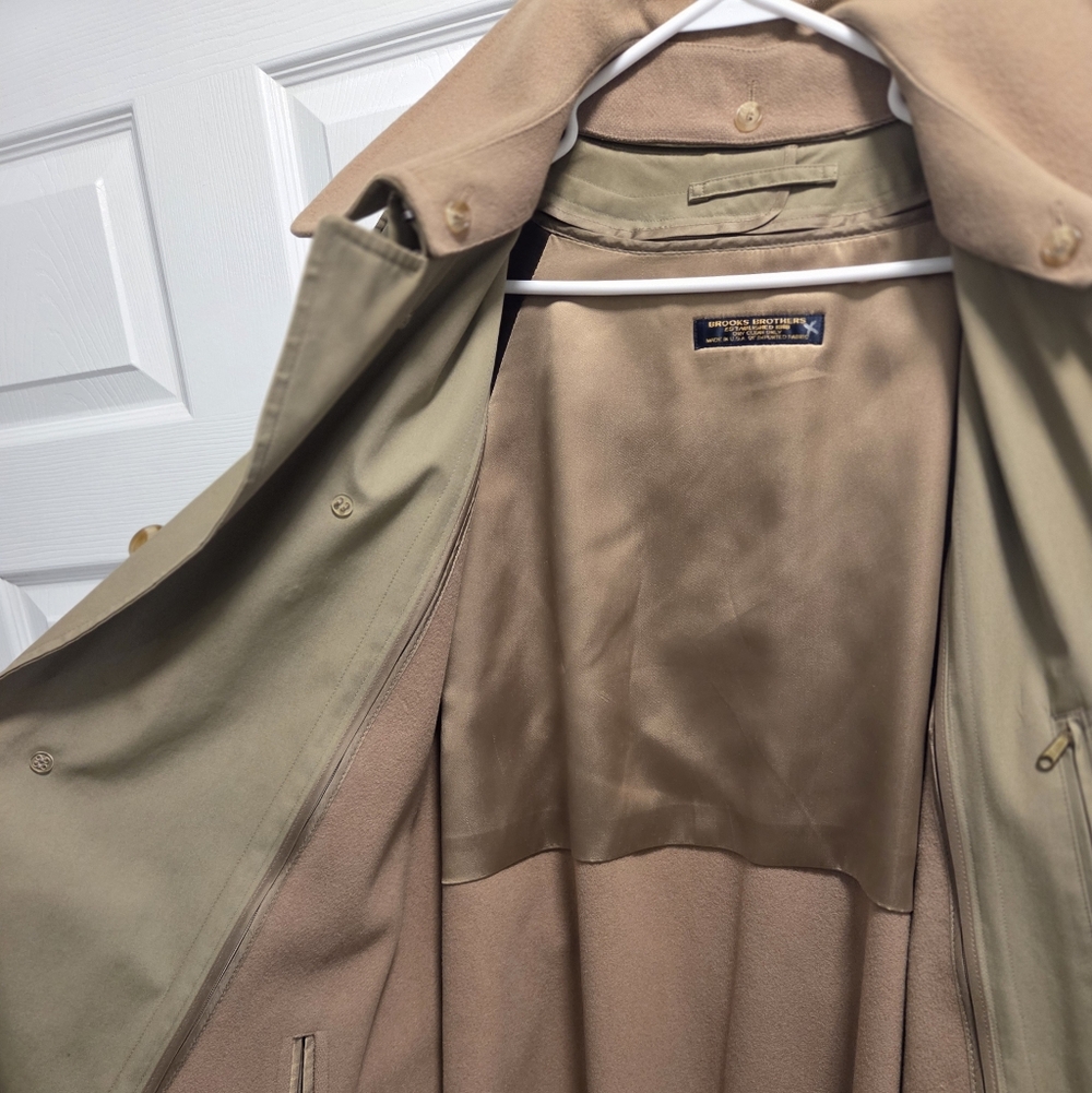Vintage Late 80s-Early 90s Brooks Brothers Trench Coat w/ Zip In Wool Liner - Picture 10 of 11
